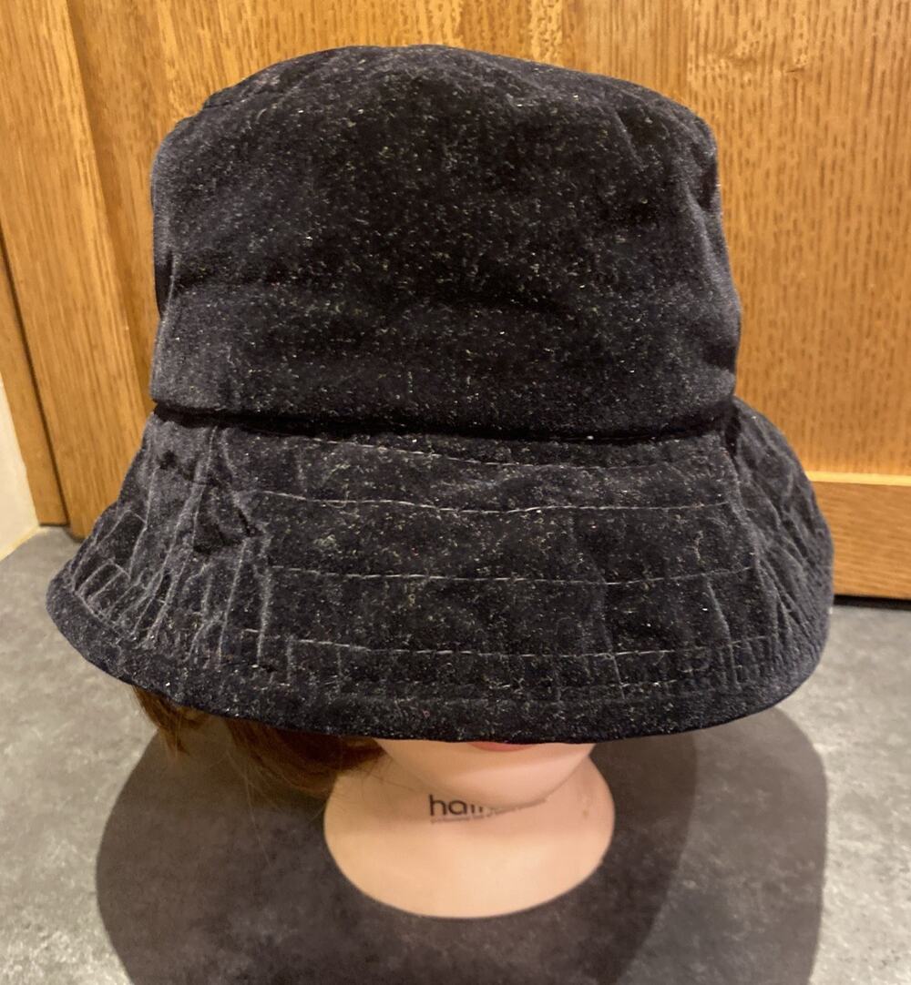 Vintage black velvet Dorfman Pacific Bucket Hat unisex M/L goth grunge USA Made